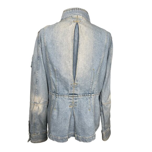 Vintage Y2K Steve Madden Utility Denim Jacket Women’s XL Military Button Front - Picture 7 of 15